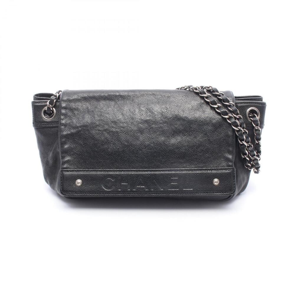 Chanel shoulder bag caviar leather grained calfskin black